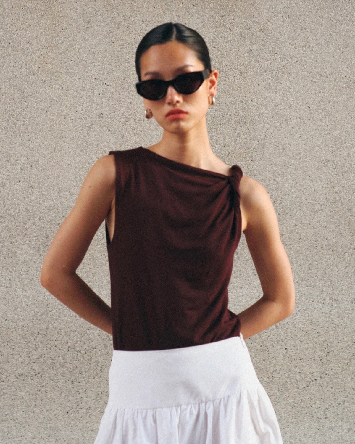Cruise Collection - Ruched Top in Dark Brown
