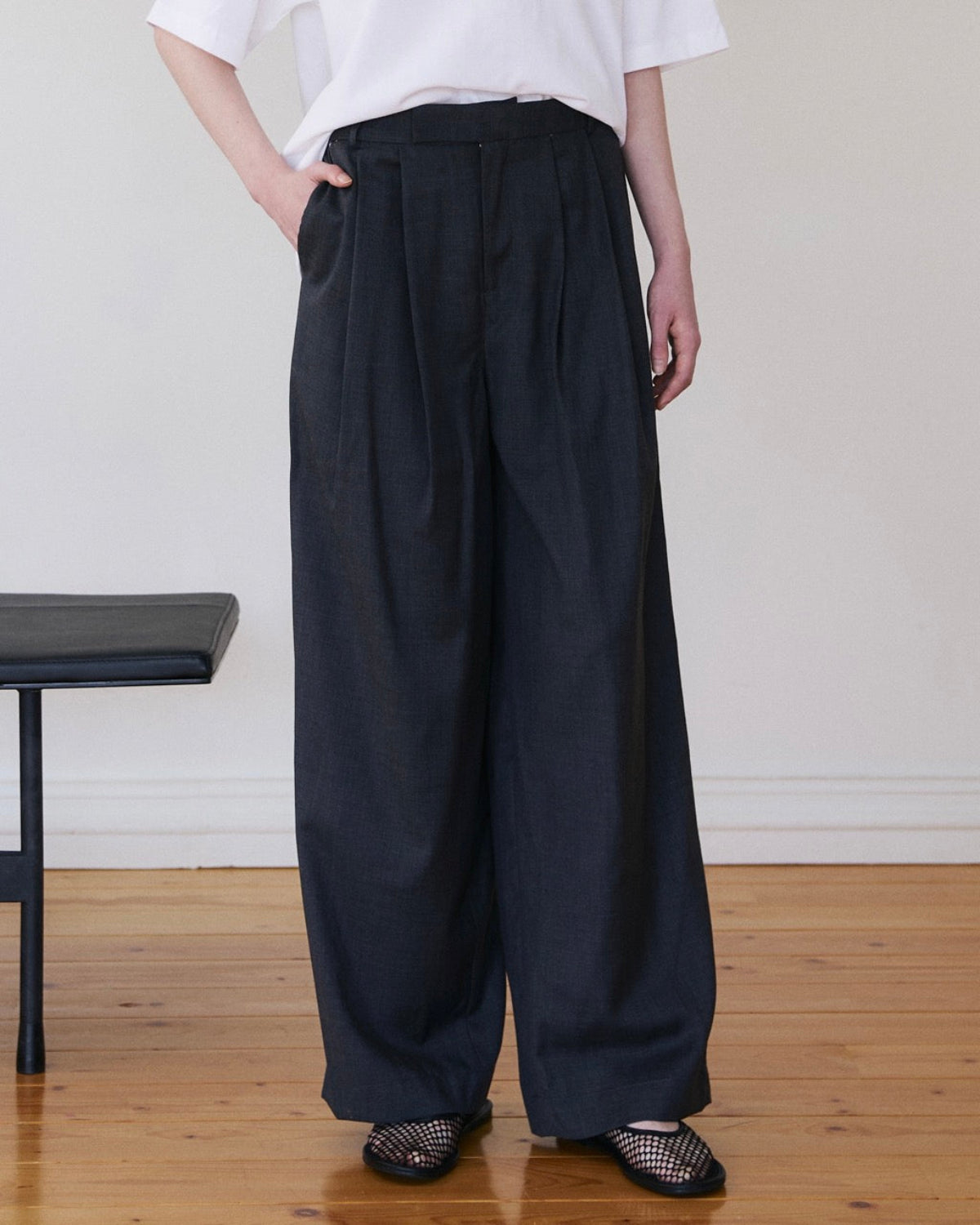 Holiday Collection - Essential Oversized Trousers in Grey Wool