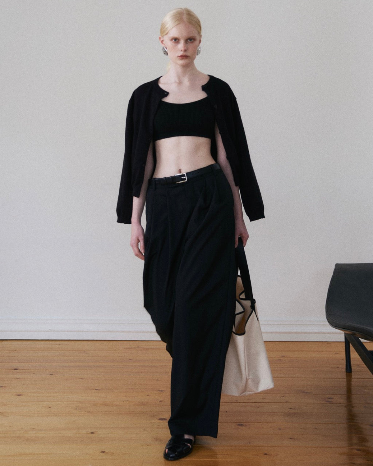 Holiday Collection - Essential Oversized Trousers in Black Wool
